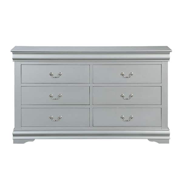 Acme Furniture Louis Philippe III 6-Drawers Platinum Dresser