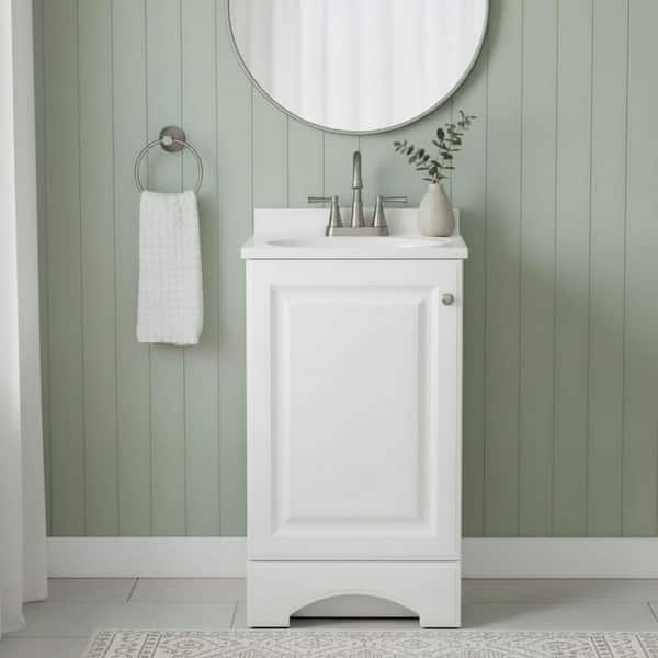 19 in. Single Sink White Freestanding Bath Vanity with White Cultured Marble Top (Assembled)
