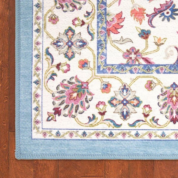 Laura Ashley Chatsworth 2 ft. x 6 ft. Woven Ivory Multi Floral