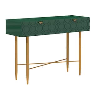 41.7 in. Green Modern Wood Rectangular End Table with Metal Stand