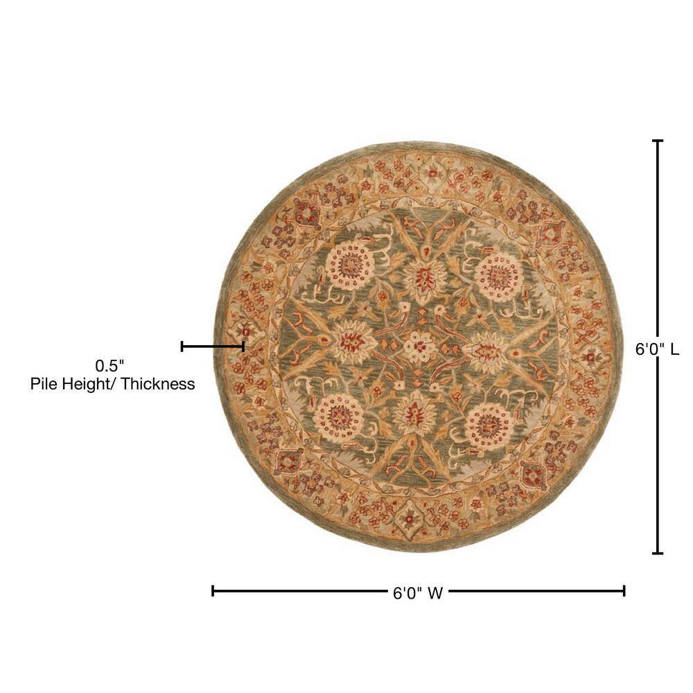 Anatolia Sage and Ivory Round Wool Area Rug