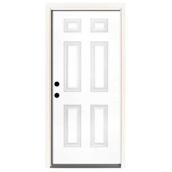 Steves & Sons 42 in. x 80 in. Premium 6 Panel Primed White Steel Prehung Front Door