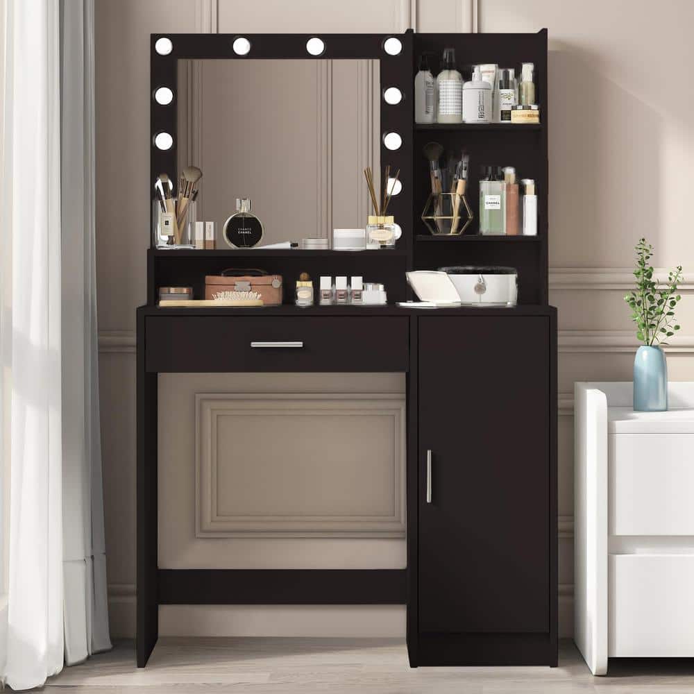 Black Particle Board Makeup Vanity Desk Vanity Table Dressing Table with Mi