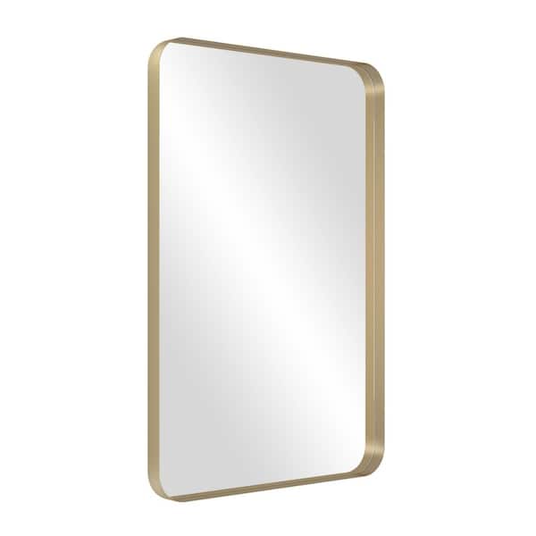 HBEZON 24 in. W x 36 in. H Rectangular Framed Wall Mounted Vertical or Horizontal Bathroom Vanity Mirror in Gold