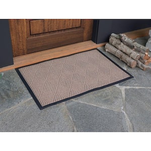 Indoor Outdoor Doormat Beige 24 in. x 36 in. Chevron Floor Mat