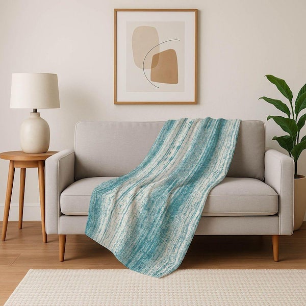 Premium Machine Washable ASB861 Teal 50 in. x 70 in. Sherpa Throw Blanket