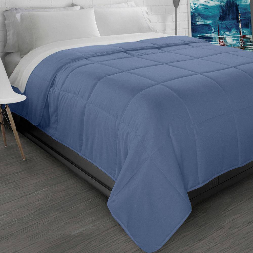 Twin Slate Blue Microfiber Down-Alternative Comforter