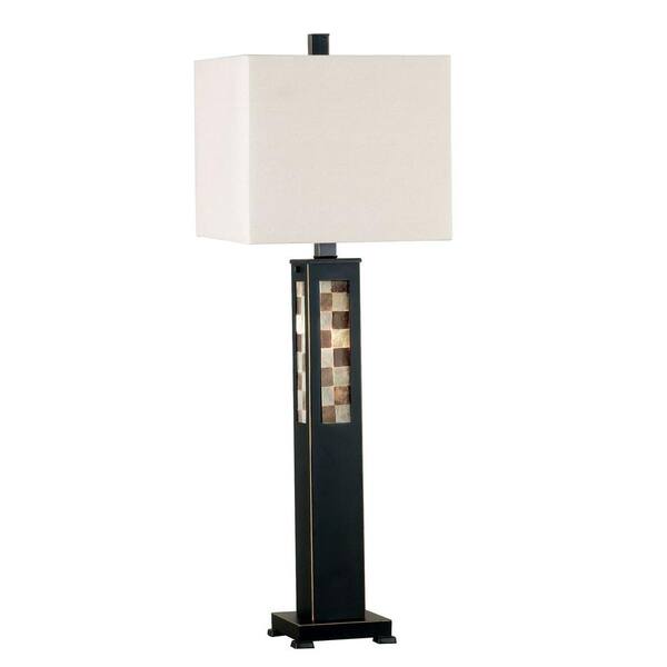 Kenroy Home Windowpane 32 in. Oil-Rubbed Bronze Table Lamp with Night Light