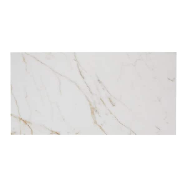 Daltile Marble Attache Lavish Golden Reverie Polished 4 in. x 8 in. Glazed Porcelain Floor and Wall Sample Tile
