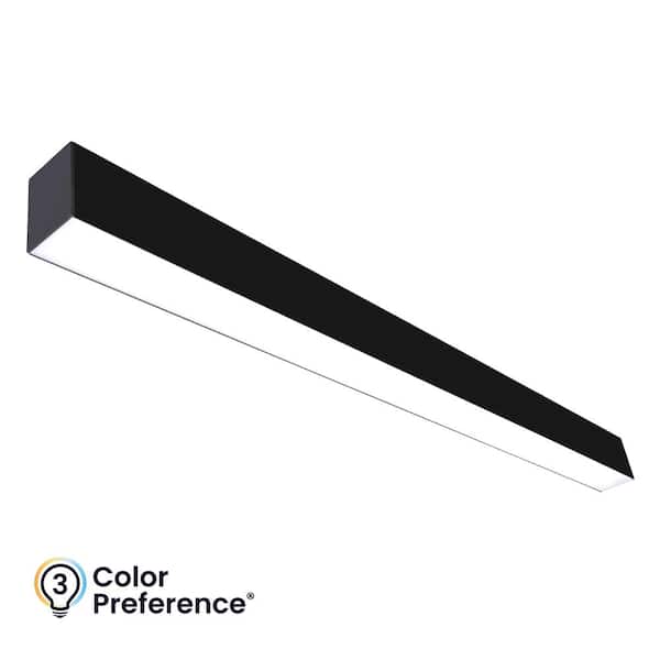 ETI LIGHTING 1-Pack 4 ft. Integrated LED Black Strip Light Fixture Architectural Linear Power Cord Kit 3000K 4000K 5000K 120-277V