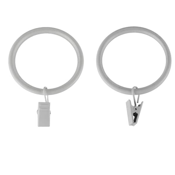 EMOH White Steel Curtain Rings with Clips (Set of 10) H1938-01 - The Home  Depot