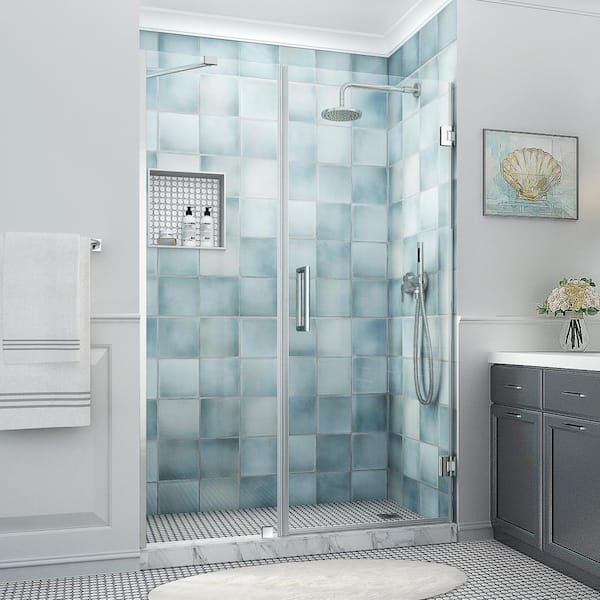 Aston Belmore XL 53.25 - 54.25 in. W x 80 in. H Frameless Hinged Shower Door with Clear StarCast Glass in Polished Chrome
