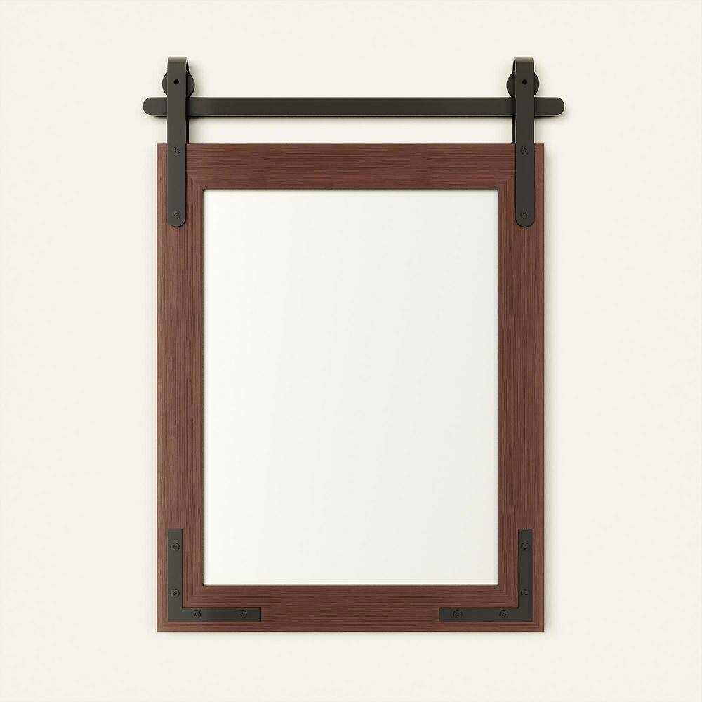20 in. W x 28 in. H Rustic Farmhouse Solid Wood Frame Accent Mirror Decorative Mirror in Brown price history on PriceWatchPro