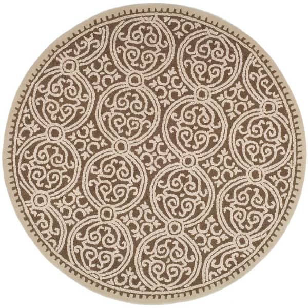 SAFAVIEH Cambridge Tan/Multi 8 ft. x 8 ft. Round Geometric Area Rug