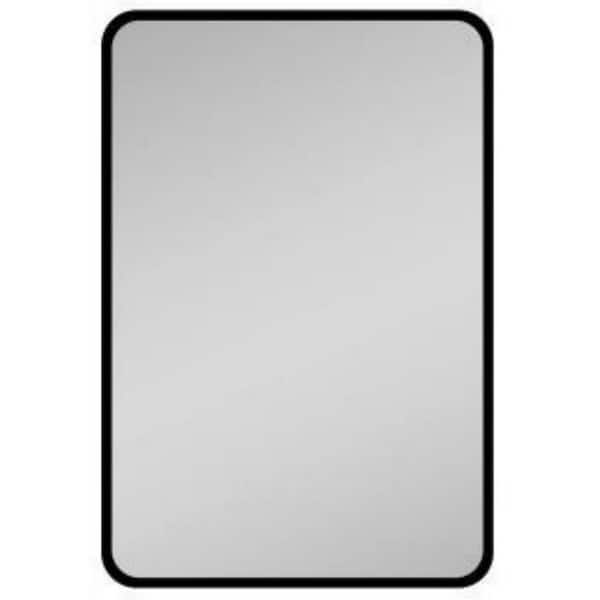 24x30 inch Rectangular Matte Black Metal Framed Wall mount or Recessed Bathroom Medicine Cabinet with Mirror