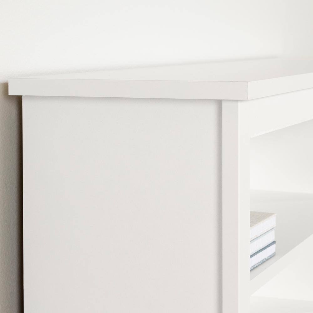 Twin White Wood Headboard with Storage Shelves