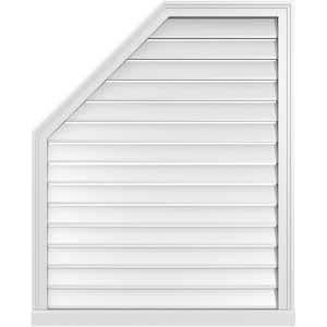 34 in. x 42 in. Octagonal Surface Mount PVC Gable Vent: Functional with Brickmould Sill Frame