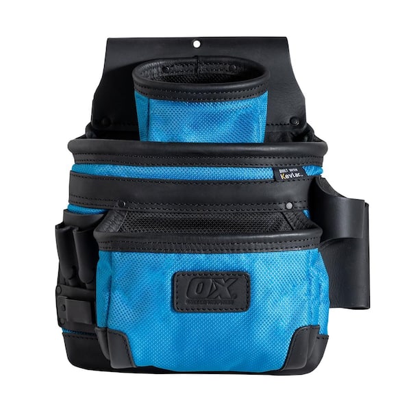 OX TOOLS OX Ultimate 3-Pocket Leather and Nylon Fastener Tool Pouch with Kevlar Reinforcement