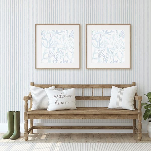 Aqua Nautical Stripe Vinyl Peel and Stick Wallpaper Roll (Covers 28 sq. ft.)