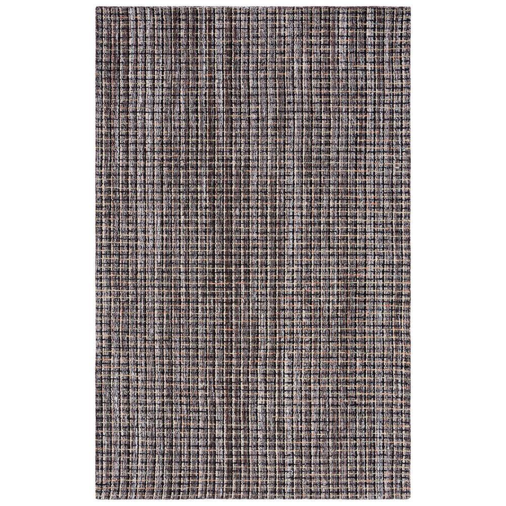 Black and Beige Abstract Handmade Wool 6' x 9' Tufted Rug