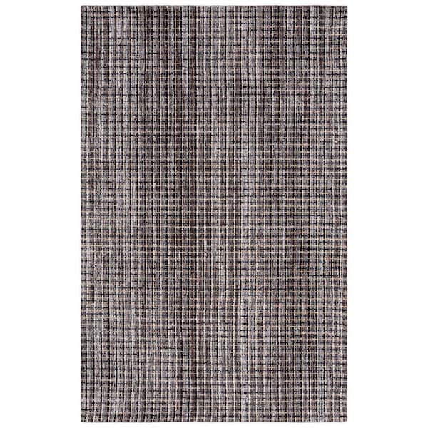 Abstract Brown/Black 8 ft. x 10 ft. Modern Plaid Area Rug