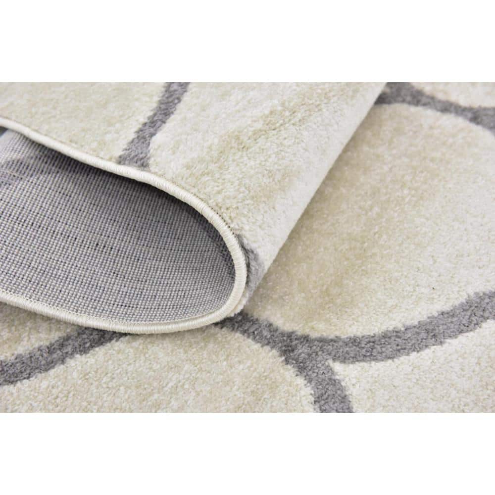 Ivory and Gray Trellis Synthetic Indoor Area Rug