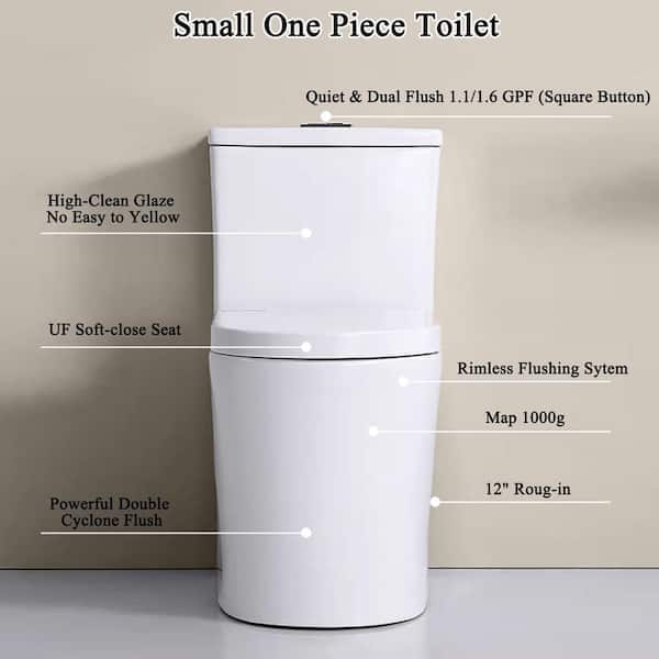 All-in-One Toilet Elongated One-Piece Dual Flush 1.28 GPF/0.88 GPF High Efficiency Skirted Toilet in White All-in-One Toilet Elongated One-Piece Dual Flush 1.28 GPF/0.88 GPF High Efficiency Skirted Toilet in White