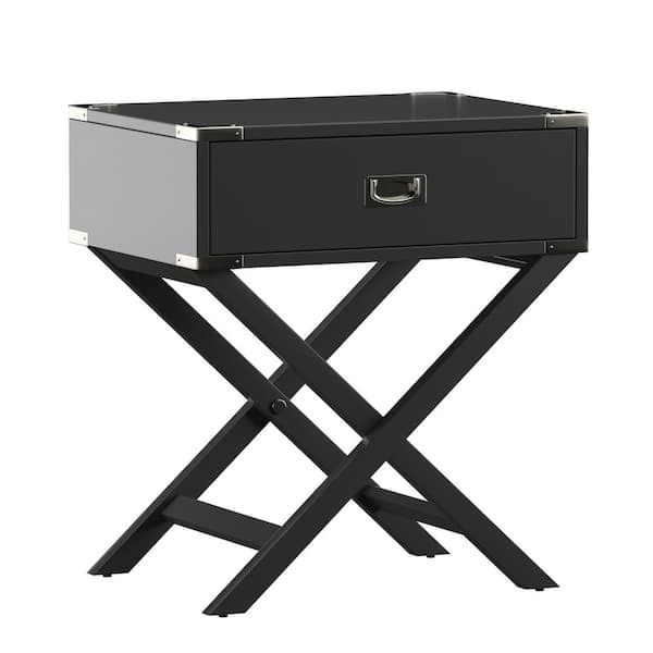 Unbranded Wenderson 1-Drawer Black Nightstand
