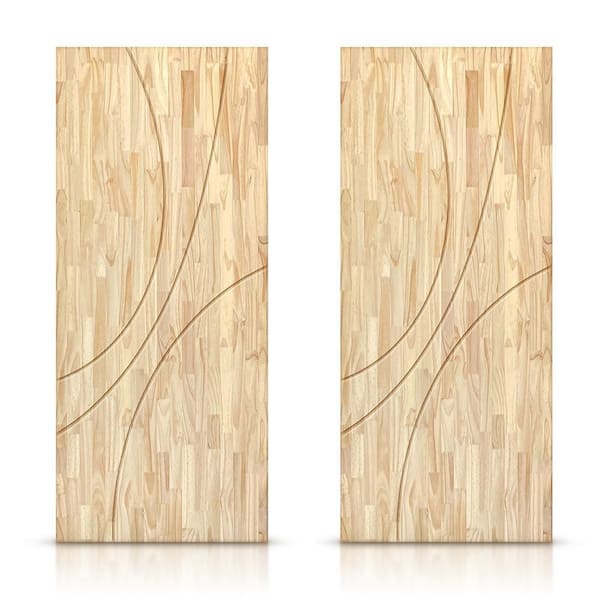 60 in. x 84 in. Hollow Core Natural Pine Wood Unfinished Interior Double Sliding Closet Doors