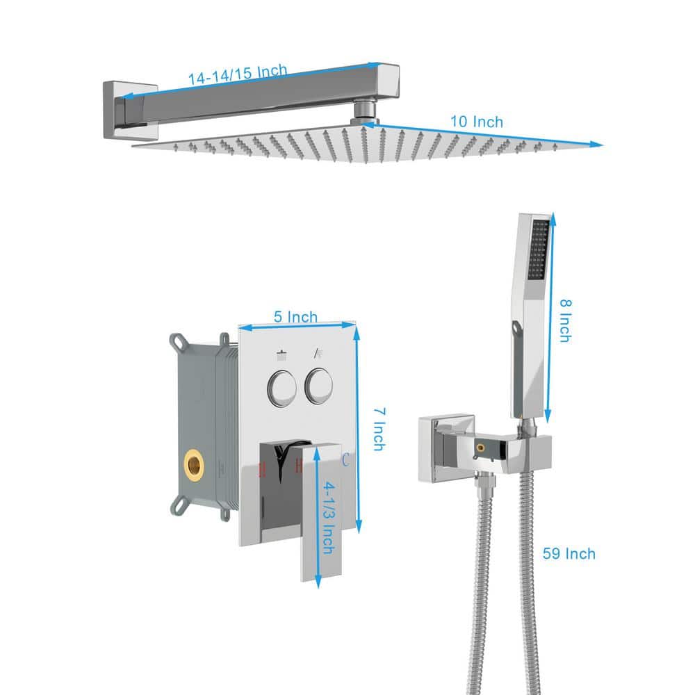 Single Handle 1-Spray 10in. Shower Faucet 1.8 GPM with Pressure Balance in 