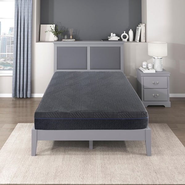 Full Medium 11  in. Queen Mattress Green Tea Gel-Infused Memory Foam Mattress, Gray, Mattress in a Box