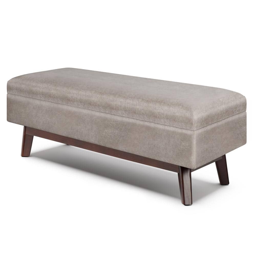 Owen 48" Gray Taupe Faux Leather Storage Ottoman