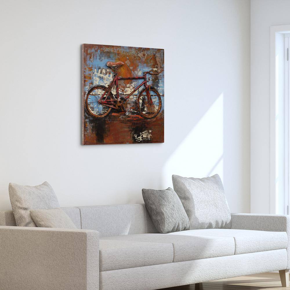 Primo Red Iron Bicycle Mixed Media Canvas Wall Art
