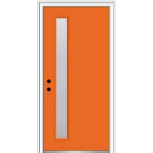 30 in. x 80 in. Viola Right-Hand Inswing 1-Lite Frosted Glass Painted Fiberglass Prehung Front Door on 4-9/16 in. Frame