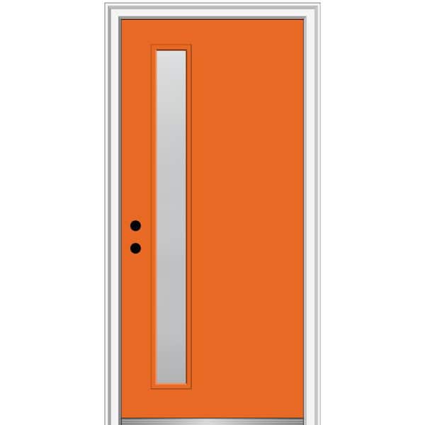 MMI DOOR 36 in. x 80 in. Viola Right-Hand Inswing 1-Lite Frosted Glass Painted Steel Prehung Front Door on 4-9/16 in. Frame