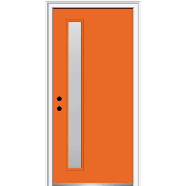 MMI Door 32 in. x 80 in. Viola Right-Hand Inswing 1-Lite Frosted Glass Painted Steel Prehung Front Door on 6-9/16 in. Frame