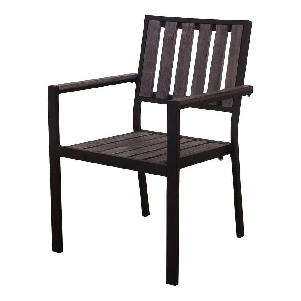 Courtyard Casual Catalina Gray Steel Outdoor Dining Chair (Set of 2