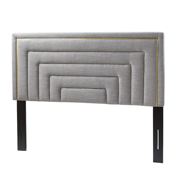 JAYDEN CREATION Egmont 64 in. W Grey Upholstered Tufted Height Adjustable Headboard