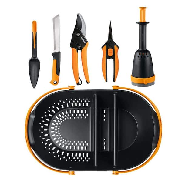 Cisvio 6-Piece Food Gardening Tool Set with Harvest Basket, Bundle Garden Tool Set