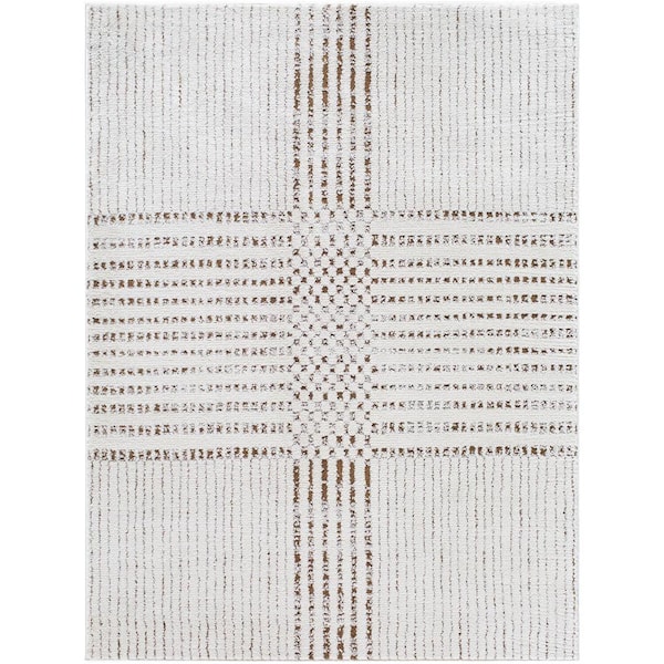 Galey Alix x Livabliss Architect IV Modern Geometric Area Rug, 6'7 in. x 9' (7' x 9'), Ivory/Dark Brown Stripe