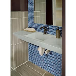 Hawaiian Blue 11.81 in. x 11.81 in. Glossy Glass Mesh-Mounted Mosaic Tile (19.4 sq. ft./Case)
