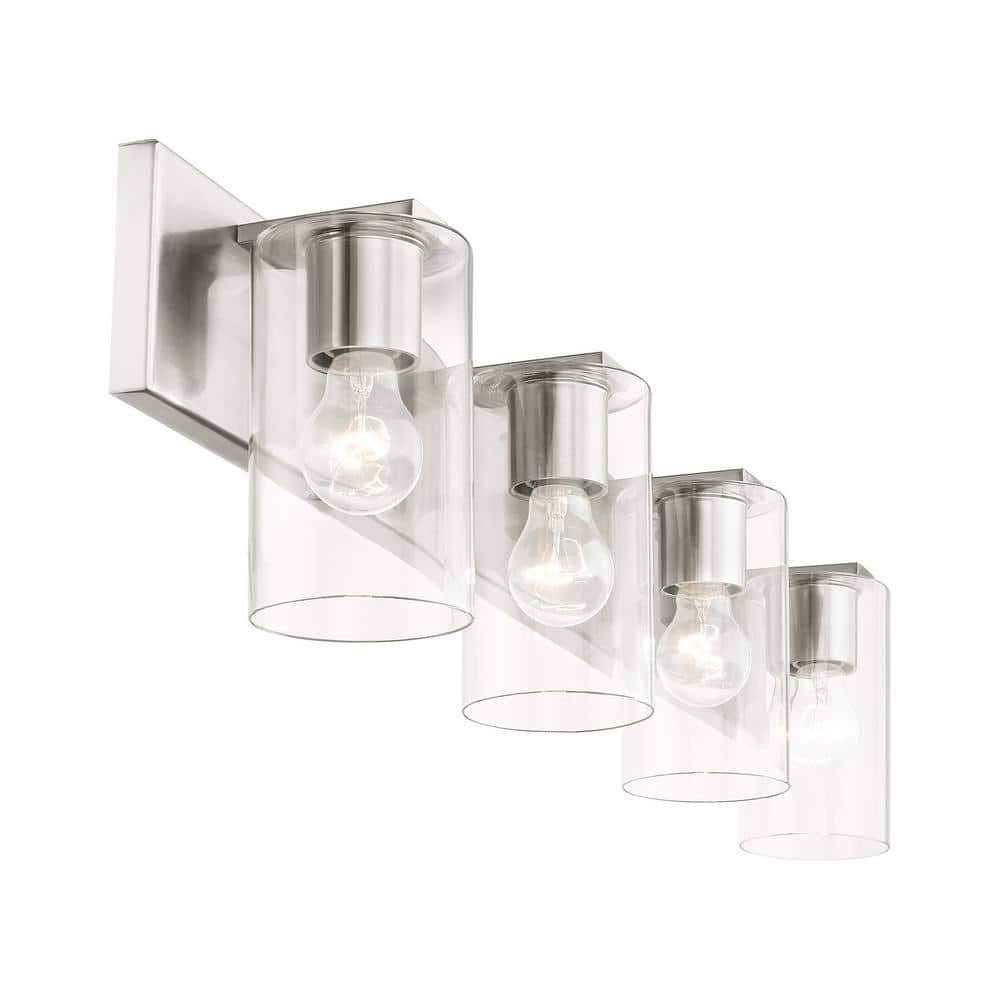 Zurich Elegance Brushed Nickel 4-Light Vanity with Clear Glass