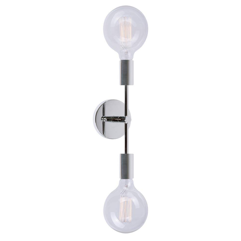 Baton 2-Light Chrome Wall Sconce Vanity Light price history on PriceWatchPro