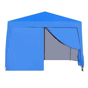 10 ft. x 10 ft. Blue Outdoor Pop Up Gazebo Canopy with Steel Frame 4 Sidewalls 2 Sides 4 Weight Sand Bag and Carry Bag