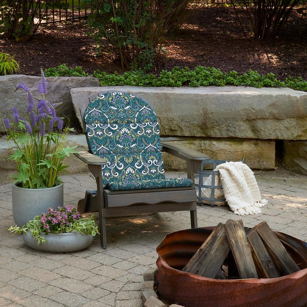Sapphire Aurora Blue Damask Foam Adirondack Chair Cushions, Set of 2
