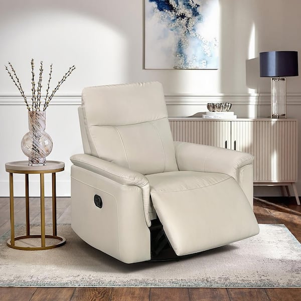 Lazzara Lewes Taupe Leather Manual Swivel Glider Recliner 9144TP-1