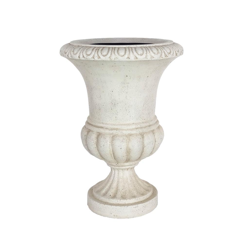 PRIVATE BRAND UNBRANDED 21.25 in. H. Aged White Cast Stone Egg and Dart ...