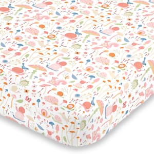 Spring Garden Pink Green Orange and Ivory Super Soft Mini Polyester Crib Sheet