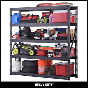 5-Tier Industrial Duty Steel Freestanding Garage Storage Shelving Unit in Black (90 in. W x 90 in. H x 24 in. D)