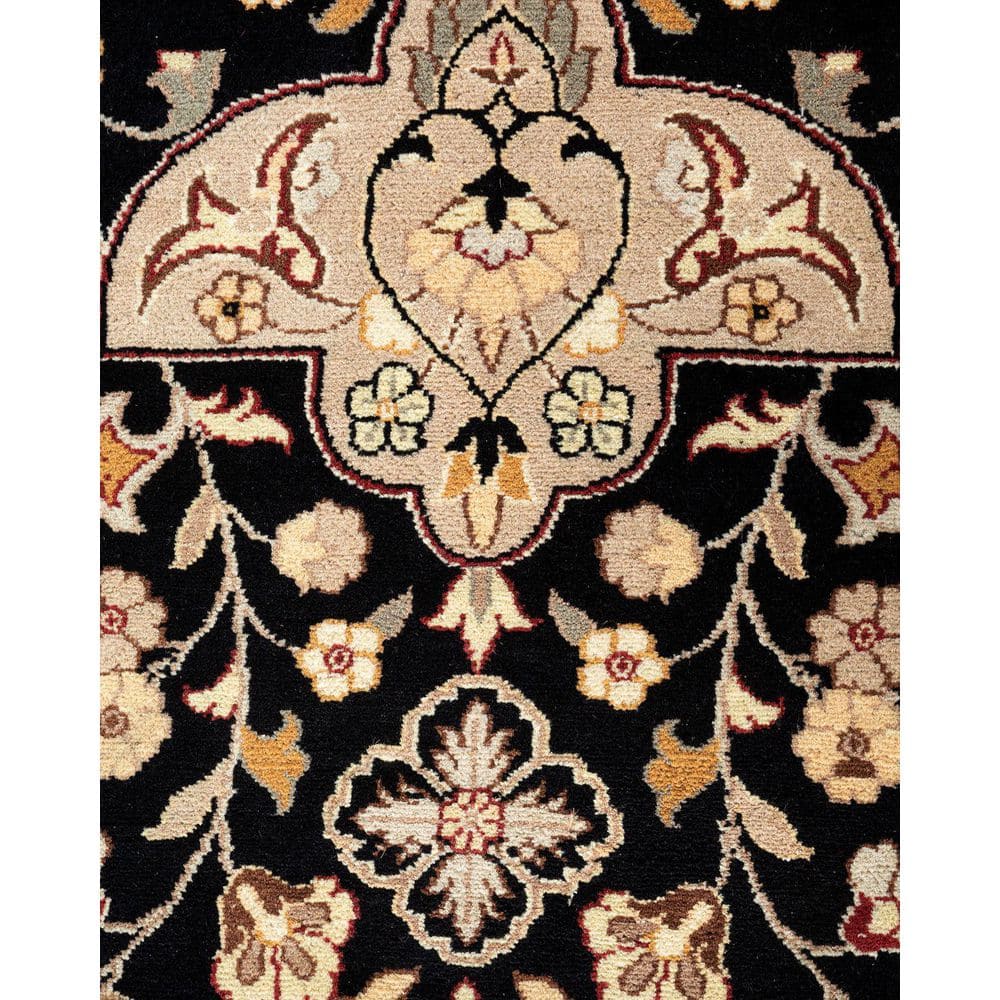 Hand-Knotted Black Wool Oriental 9' x 12' Area Rug